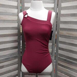 Women's Asymmetrical Shoulder One Piece Swimsuit | Aqua Green | Small